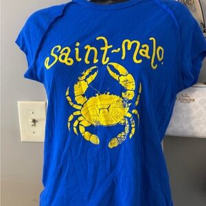 Blue Saint-Malo T-Shirt with Yellow Crab Design